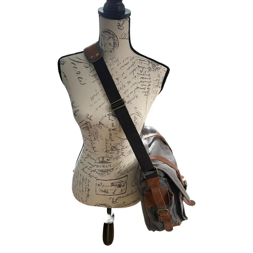 Gray and Brown Laptop Bag
